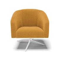 Poltrona Decorativa Giratória Cromada Kit 2 Stella Bouclê Mostarda D03 - D'rossi