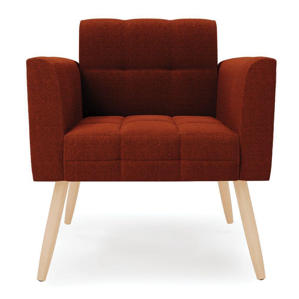 Poltrona Sala Estar Pé Palito Natural Kit 2 Elisa Bouclê Terra D03 - D'rossi - 4