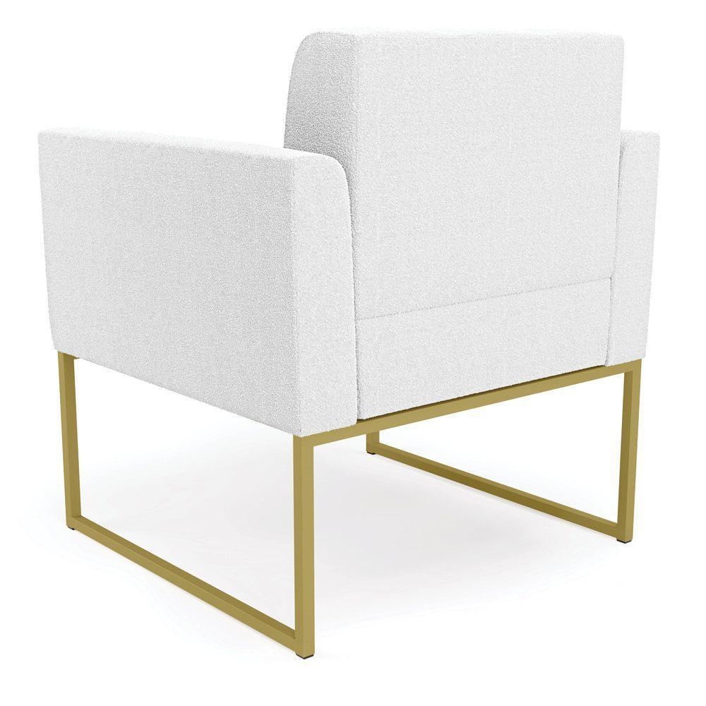 Poltrona Sala De Estar Industrial Dourado Elisa Bouclê D03 - D'rossi Cor Off White - 4