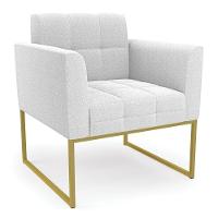 Poltrona Sala De Estar Industrial Dourado Elisa Bouclê D03 - D'rossi Cor Off White - 1