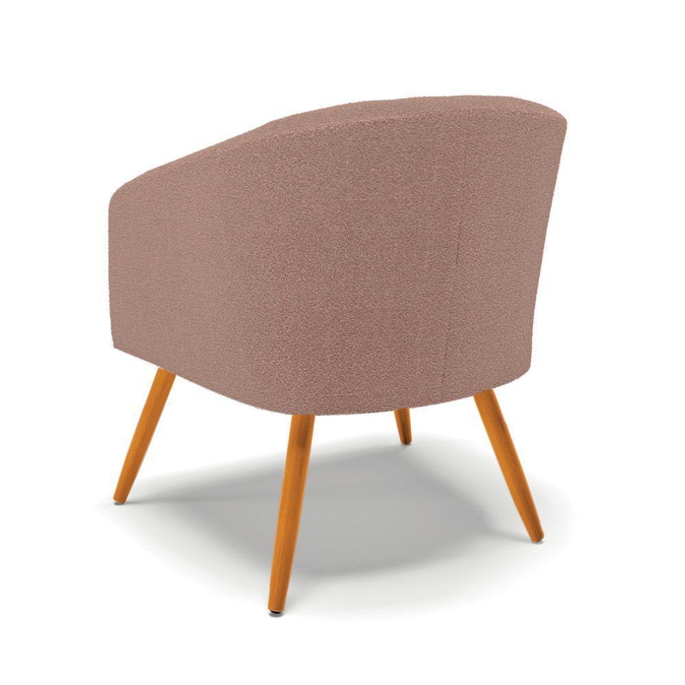 Poltrona Decorativa Pé Palito Castanho Stella Bouclê Rosê D03 - D'rossi - 4