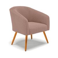 Poltrona Decorativa Pé Palito Castanho Stella Bouclê Rosê D03 - D'rossi - 1