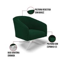 Poltrona Decorativa Base Giratória Cromada Stella Bouclê Verde D03 - D'rossi - 5