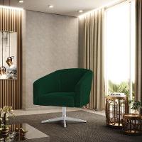 Poltrona Decorativa Base Giratória Cromada Stella Bouclê Verde D03 - D'rossi - 6