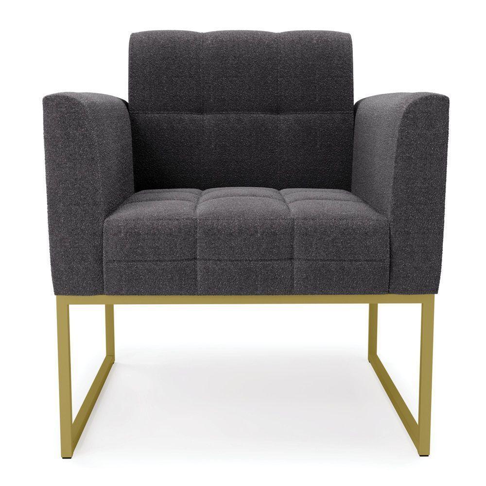 Poltrona Sala De Estar Industrial Dourado Elisa Bouclê D03 - D'rossi Cor Grafite - 2