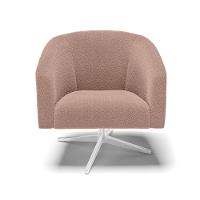 Poltrona Decorativa Giratória Cromada Kit 2 Stella Bouclê Rosê D03 - D'rossi