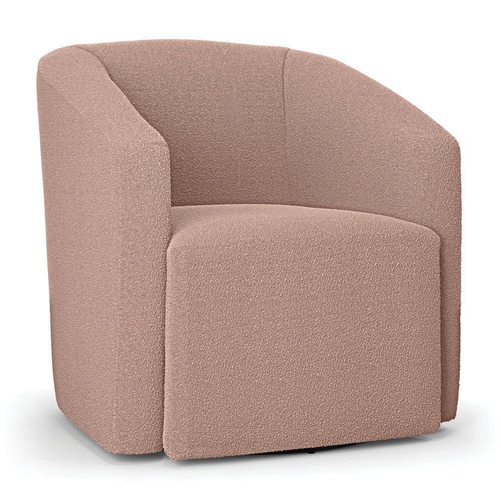 Poltrona Sala De Estar Base Giratória Stella Max Bouclê D03 - D'rossi Cor Rose - 1