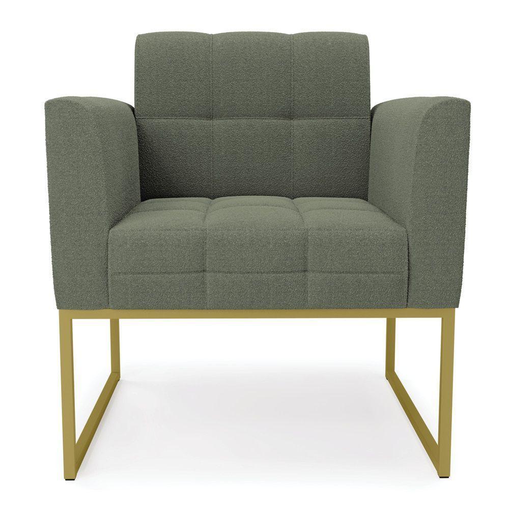 Poltrona Sala De Estar Industrial Dourado Elisa Bouclê D03 - D'rossi Cor Menta - 3