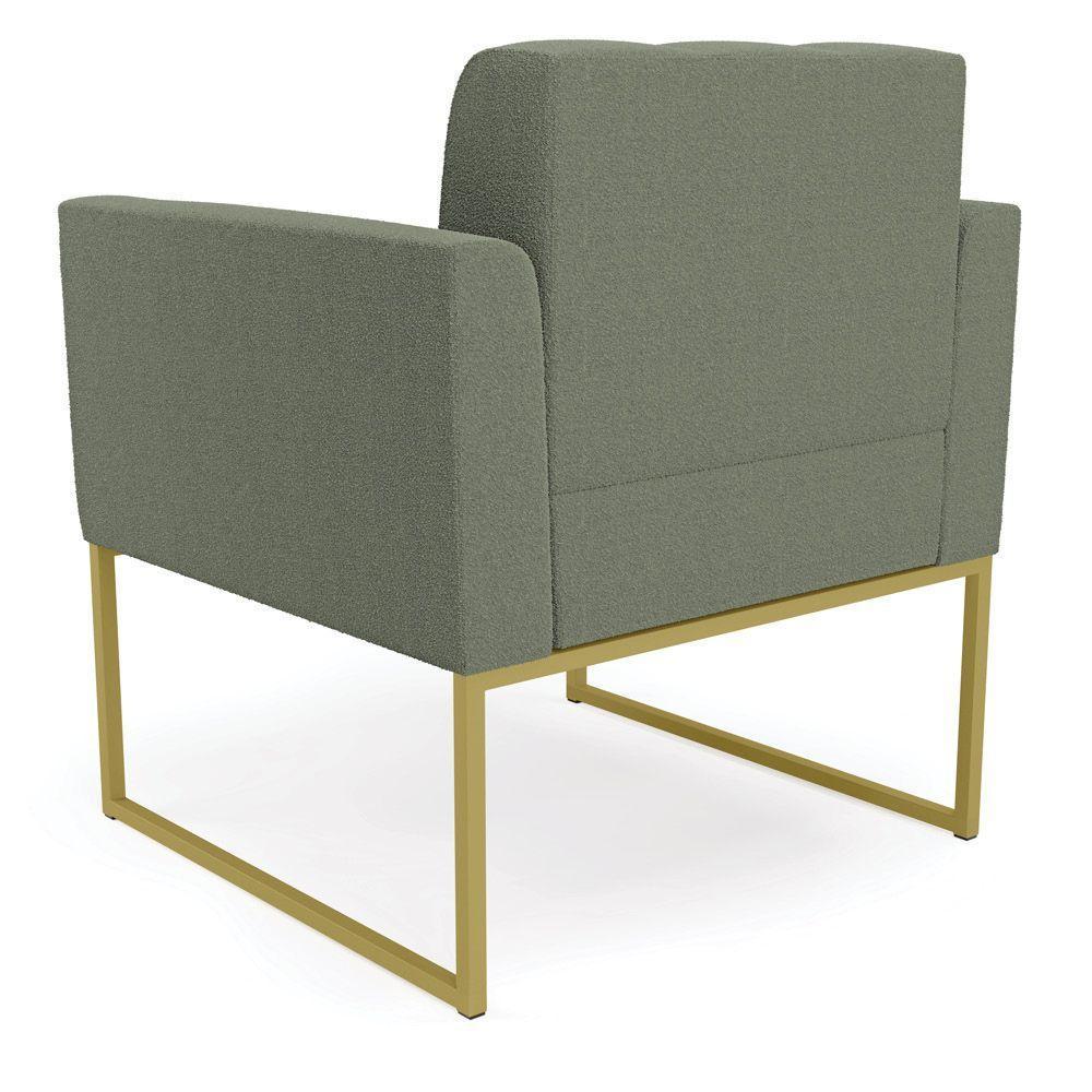 Poltrona Sala De Estar Industrial Dourado Elisa Bouclê D03 - D'rossi Cor Menta - 4