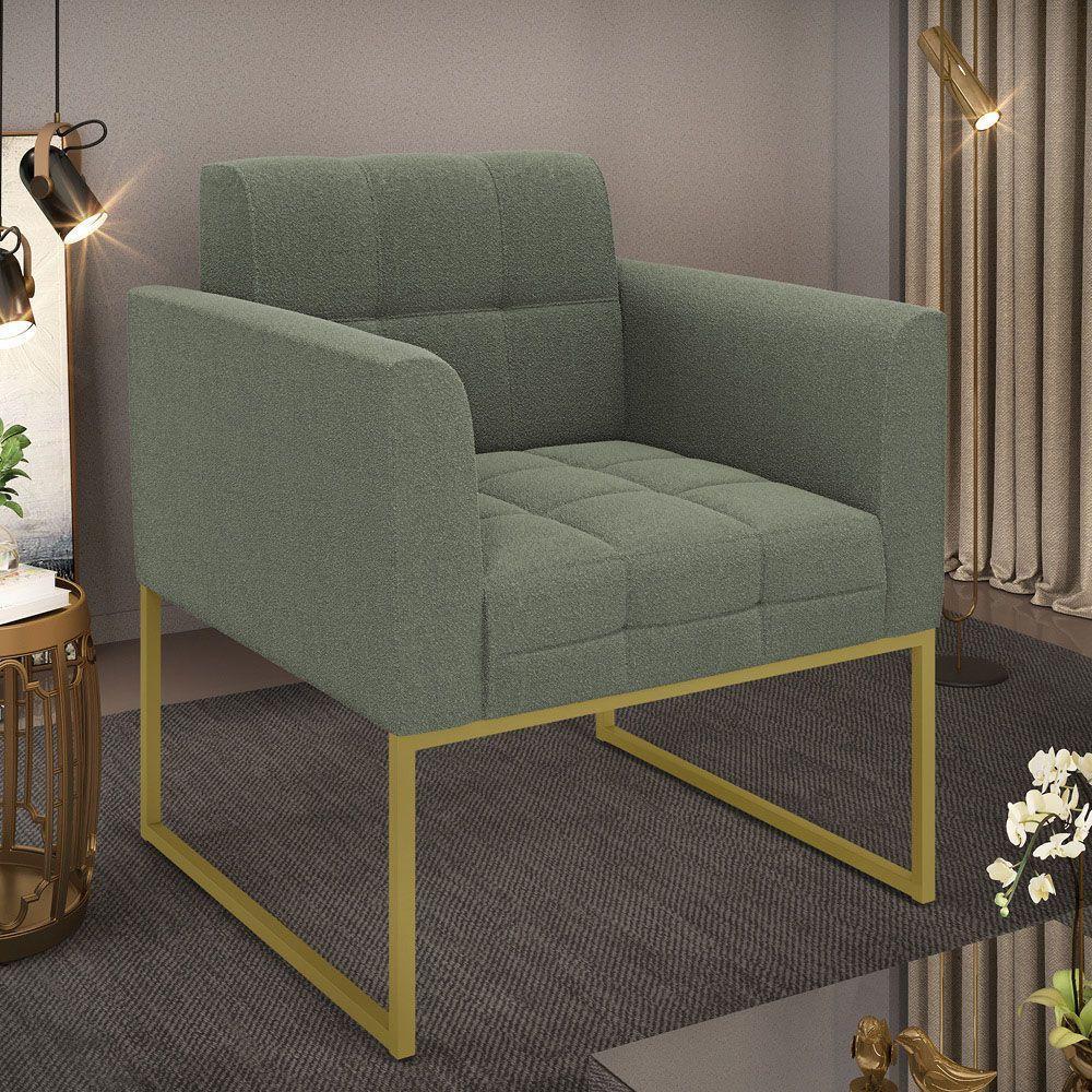 Poltrona Sala De Estar Industrial Dourado Elisa Bouclê D03 - D'rossi Cor Menta - 6