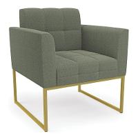 Poltrona Sala De Estar Industrial Dourado Elisa Bouclê D03 - D'rossi Cor Menta - 1