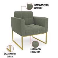 Poltrona Sala De Estar Industrial Dourado Elisa Bouclê D03 - D'rossi Cor Menta - 5