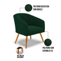 Poltrona Decorativa Pé Palito Castanho Stella Bouclê Verde D03 - D'rossi - 5