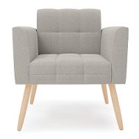 Poltrona Sala Estar Pé Palito Natural Kit 2 Elisa Bouclê Cinza D03 - D'rossi