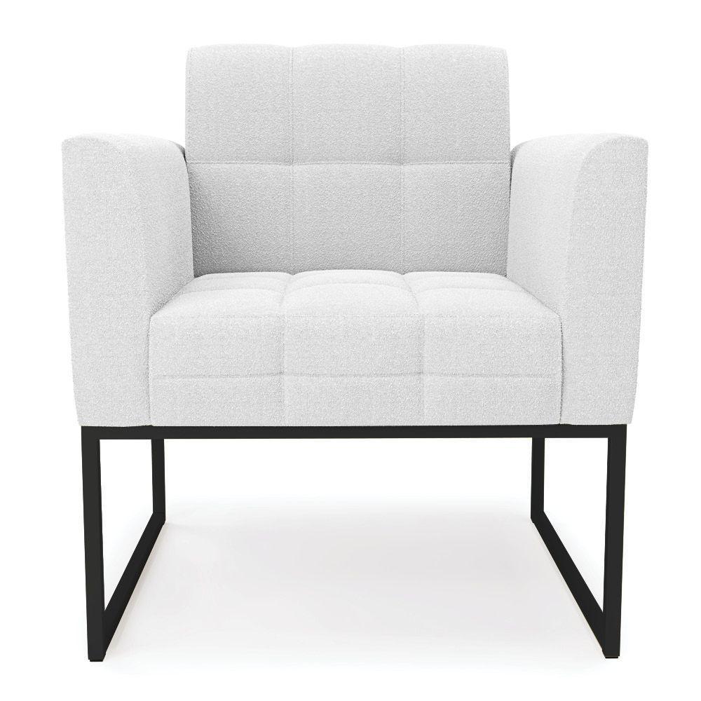 Poltrona Sala De Estar Industrial Preto Elisa Bouclê Off White D03 - D'rossi - 3