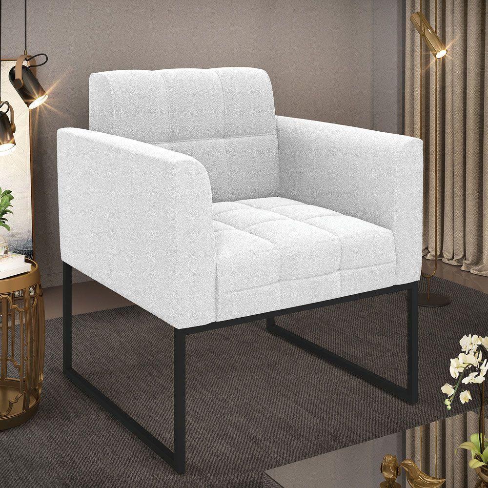 Poltrona Sala De Estar Industrial Preto Elisa Bouclê Off White D03 - D'rossi - 6