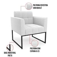 Poltrona Sala De Estar Industrial Preto Elisa Bouclê Off White D03 - D'rossi - 5