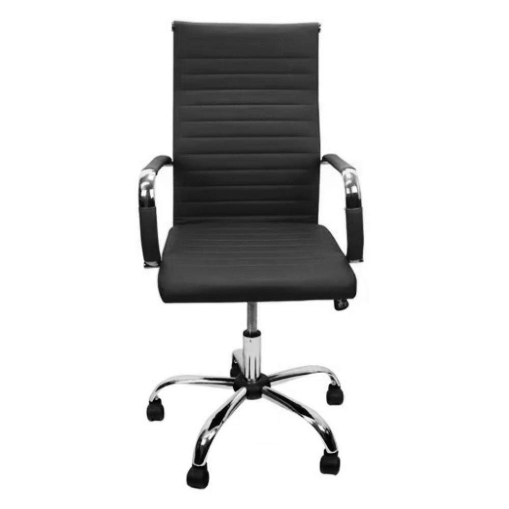 Cadeira De Escritório Esteirinha Base Cromada Com Rodinha Fortt Turin Preta Cef04-p - 1