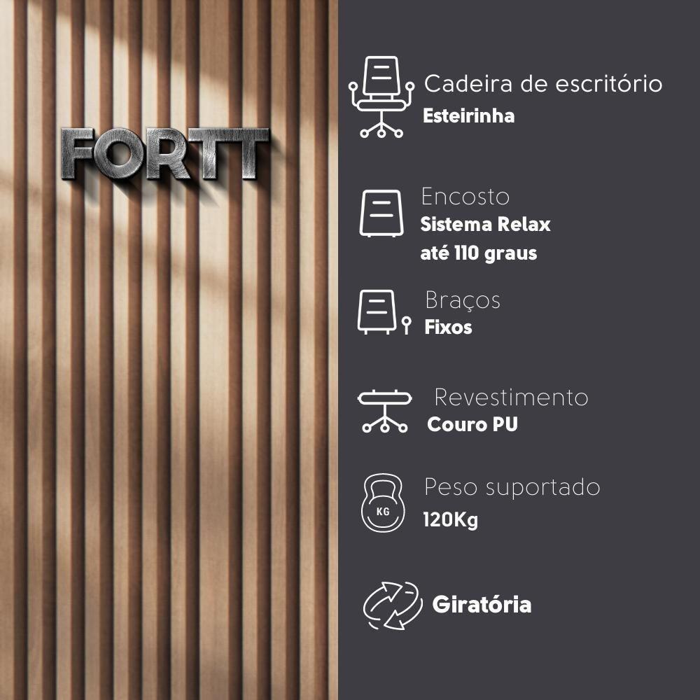 Cadeira De Escritório Esteirinha Base Cromada Com Rodinha Fortt Turin Preta Cef04-p - 5