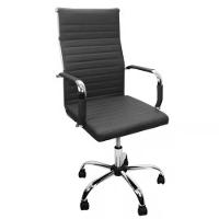 Cadeira De Escritório Esteirinha Base Cromada Com Rodinha Fortt Turin Preta Cef04-p - 2