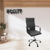 Cadeira De Escritório Esteirinha Base Cromada Com Rodinha Fortt Turin Preta Cef04-p - 6