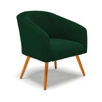 Namoradeira E 2 Poltronas Pé Palito Castanho Stella Bouclê Verde D03 - D'rossi - 2