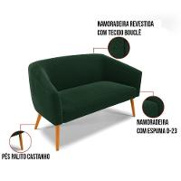 Namoradeira E 2 Poltronas Pé Palito Castanho Stella Bouclê Verde D03 - D'rossi - 7