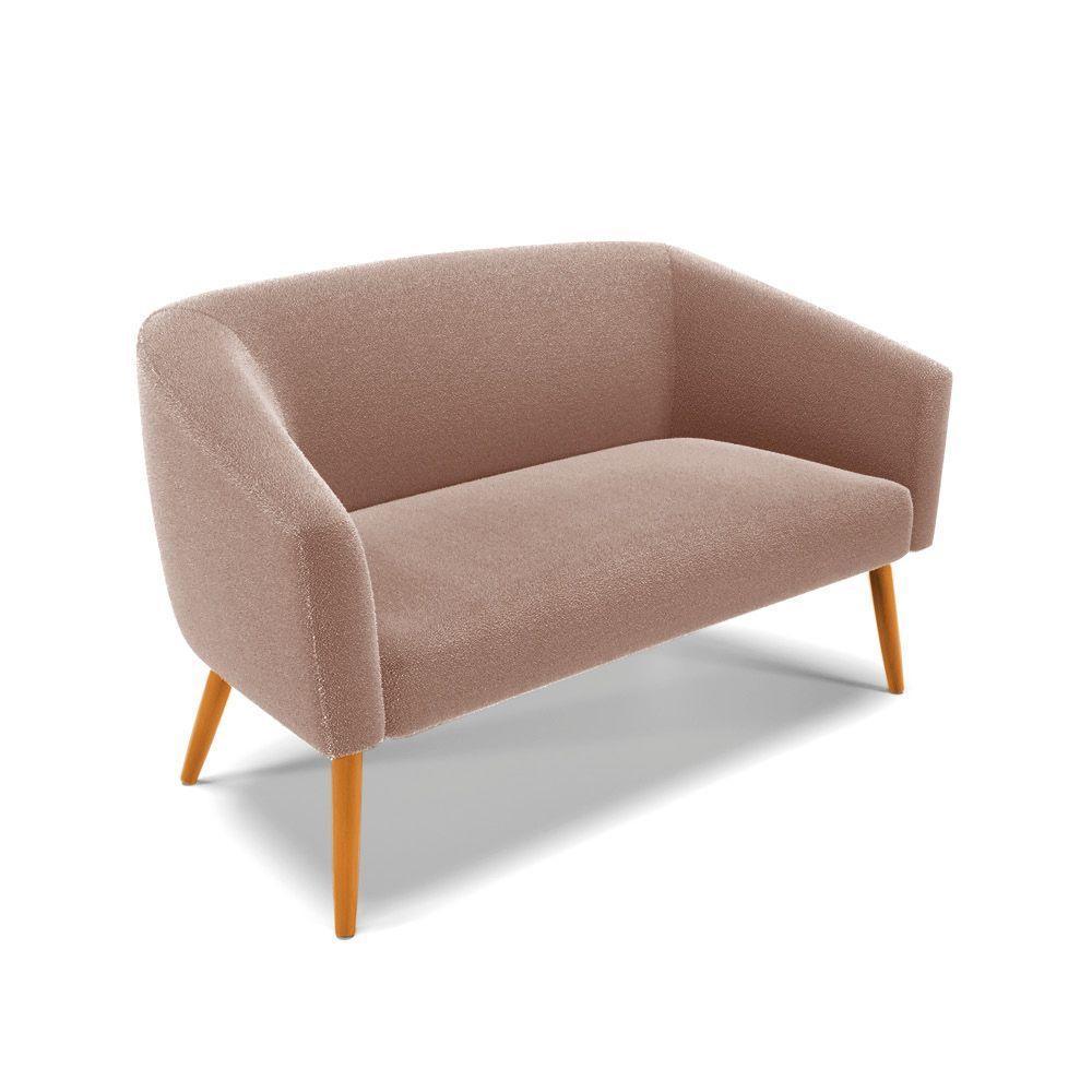 Namoradeira E 2 Poltronas Pé Palito Castanho Stella Bouclê Rosê D03 - D'rossi - 3