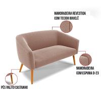 Namoradeira E 2 Poltronas Pé Palito Castanho Stella Bouclê Rosê D03 - D'rossi - 7