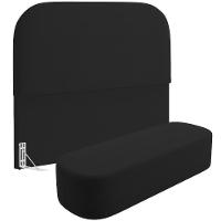 Cabeceira Cama Box Casal 140cm Lanna Com Puff Recamier Doha W01 Suede Preto - Lyam Decor - 1