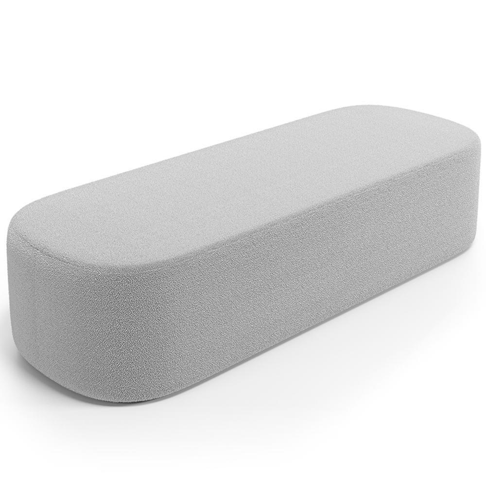 Cabeceira Cama Box Queen 160cm Lanna Com Puff Recamier Doha W01 Bouclê Cinza - Lyam Decor - 6