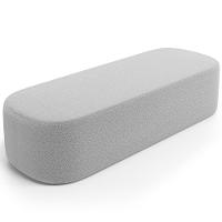 Cabeceira Cama Box Queen 160cm Lanna Com Puff Recamier Doha W01 Bouclê Cinza - Lyam Decor - 6