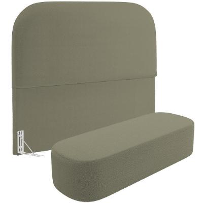 Cabeceira Box Casal Lanna 140cm Fixação no Box Estrutura em Madeira Maciça Veludo Verde