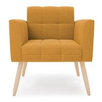Poltrona Sala Estar Pé Palito Natural Kit 2 Elisa Bouclê Mostarda D03 - D'rossi