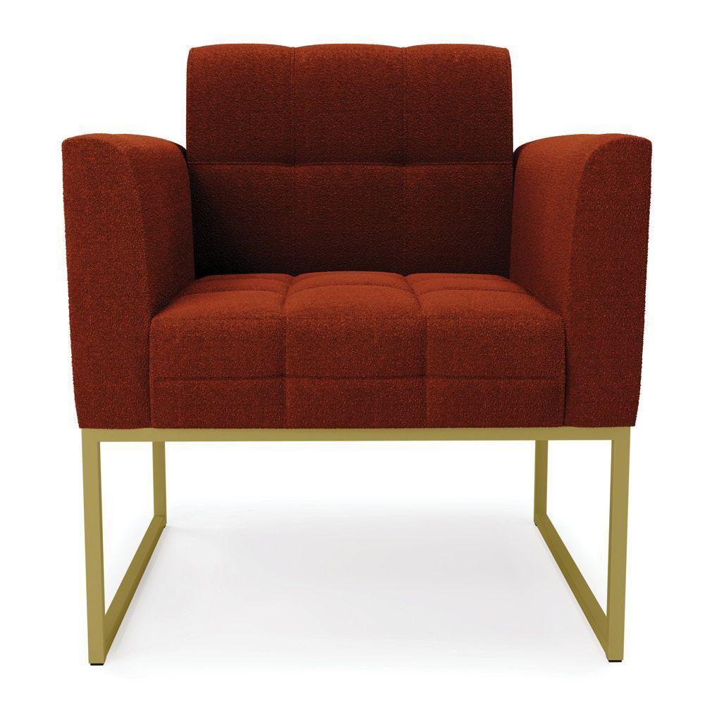 Poltrona Sala De Estar Industrial Dourado Elisa Bouclê Terra D03 - D'rossi - 3