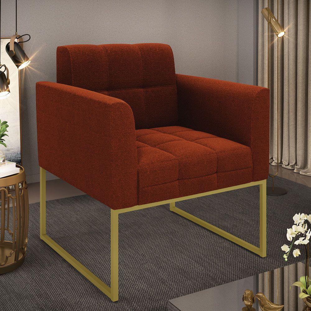 Poltrona Sala De Estar Industrial Dourado Elisa Bouclê Terra D03 - D'rossi - 6