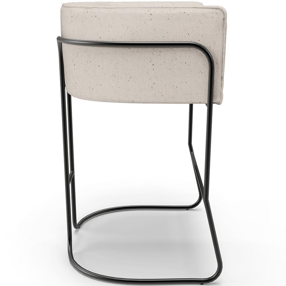 Kit 02 Banquetas Baixa Base De Aço Preto Betina D02 Linho Cru D-461- Lyam Decor - 6