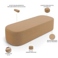 Cabeceira Cama Box Casal 140cm Lanna Com Puff Recamier Doha W01 Bouclê Mostarda - Lyam Decor - 5