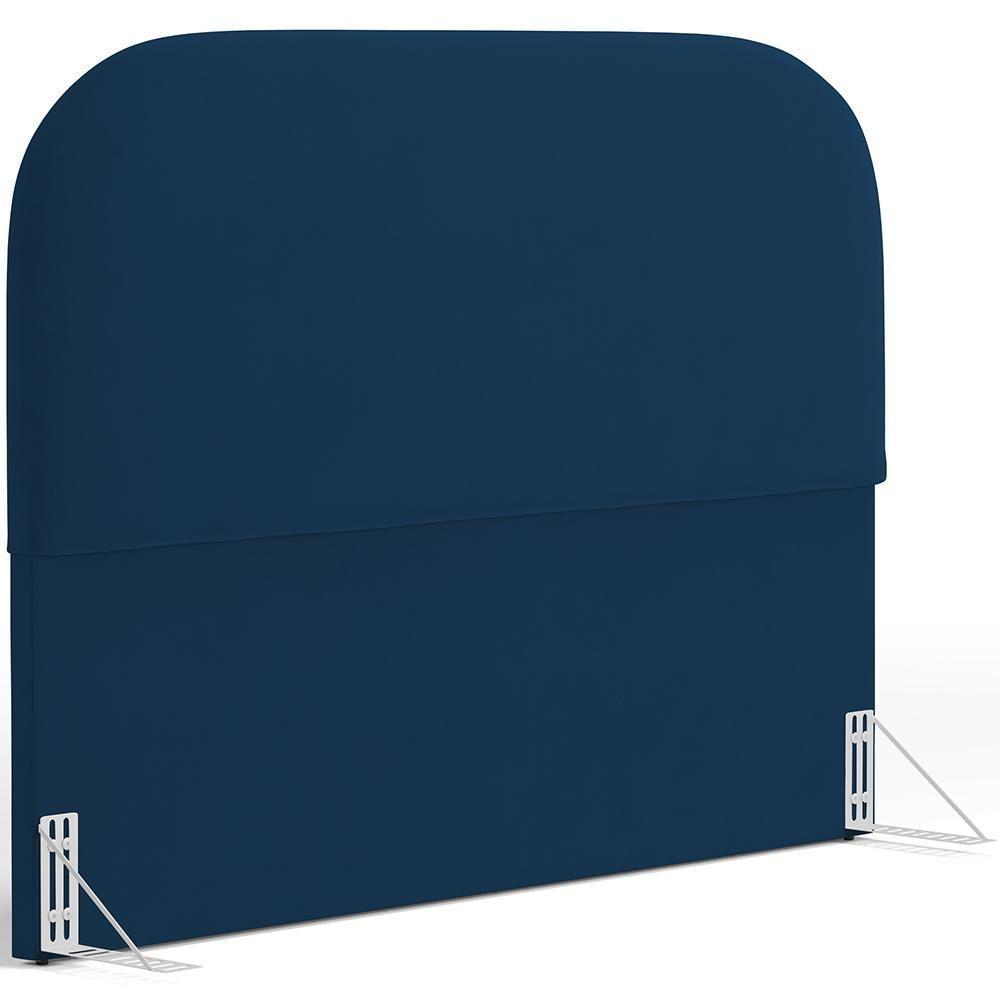 Cabeceira Cama Box King 195cm Lanna Com Puff Recamier Doha W01 Suede Azul Marinho - Lyam Decor - 2
