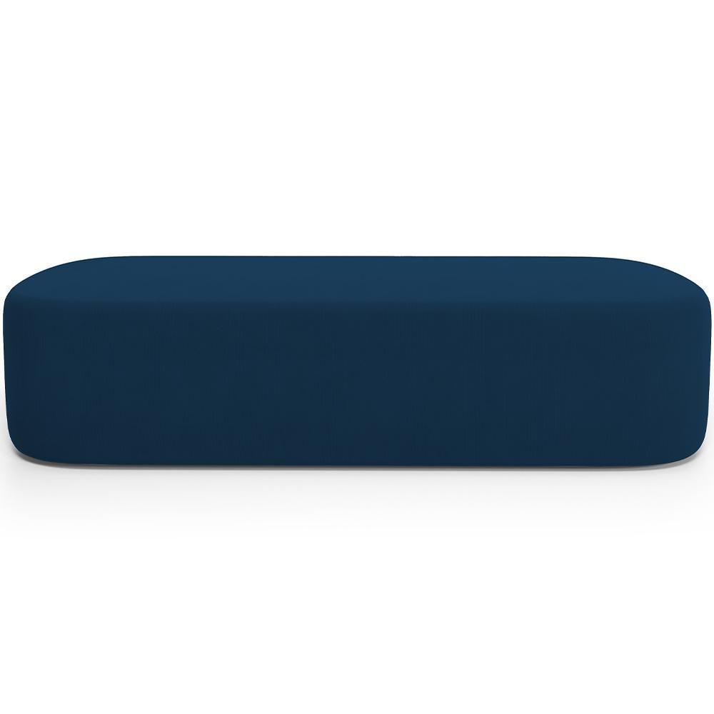 Cabeceira Cama Box King 195cm Lanna Com Puff Recamier Doha W01 Suede Azul Marinho - Lyam Decor - 7