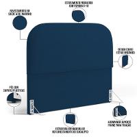 Cabeceira Cama Box King 195cm Lanna Com Puff Recamier Doha W01 Suede Azul Marinho - Lyam Decor - 10