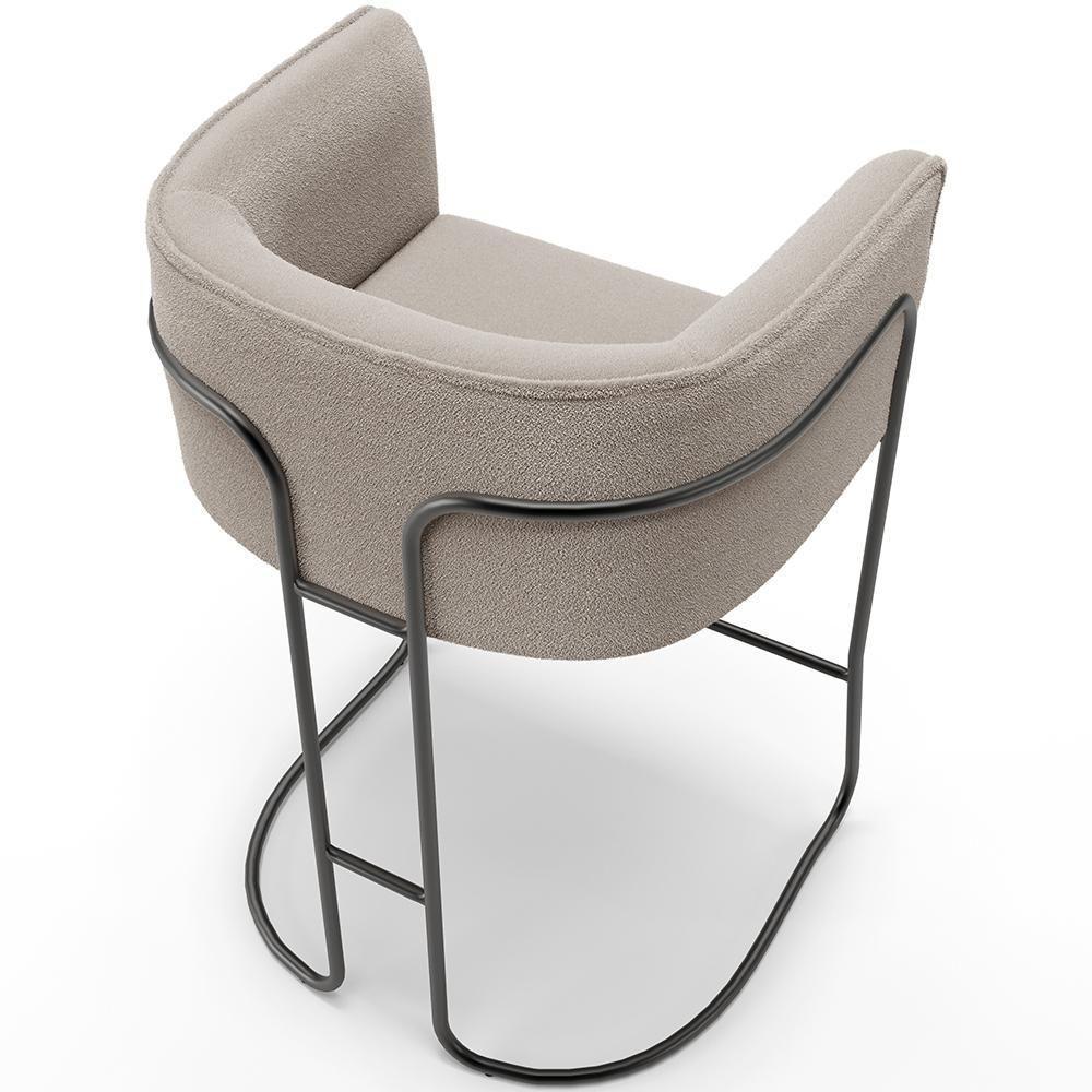 Banqueta Decorativa Fixa Baixa Base De Aço Preto Betina D02 Bouclê Creme B-54 - Lyam Decor - 5