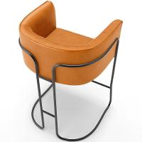 Kit 03 Banquetas Baixa Base De Aço Preto Betina D02 Couríssimo Whisky B-90 - Lyam Decor