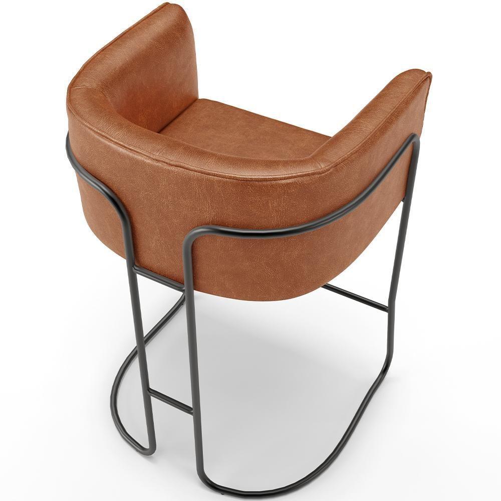 Banqueta Decorativa Fixa Baixa Base De Aço Preto Betina D02 Couríssimo Camel B-14 - Lyam Decor - 4