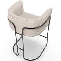 Banqueta Decorativa Fixa Baixa Base De Aço Preto Betina D02 Linho Cru D-461 - Lyam Decor