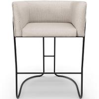 Banqueta Decorativa Fixa Baixa Base De Aço Preto Betina D02 Linho Cru D-461 - Lyam Decor - 5