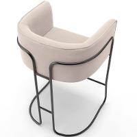 Kit 04 Banquetas Baixa Base De Aço Preto Betina D02 Suede Bege C-309 - Lyam Decor