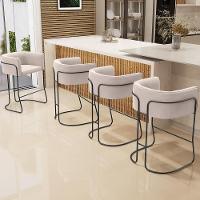 Kit 04 Banquetas Baixa Base De Aço Preto Betina D02 Suede Bege C-309 - Lyam Decor - 7