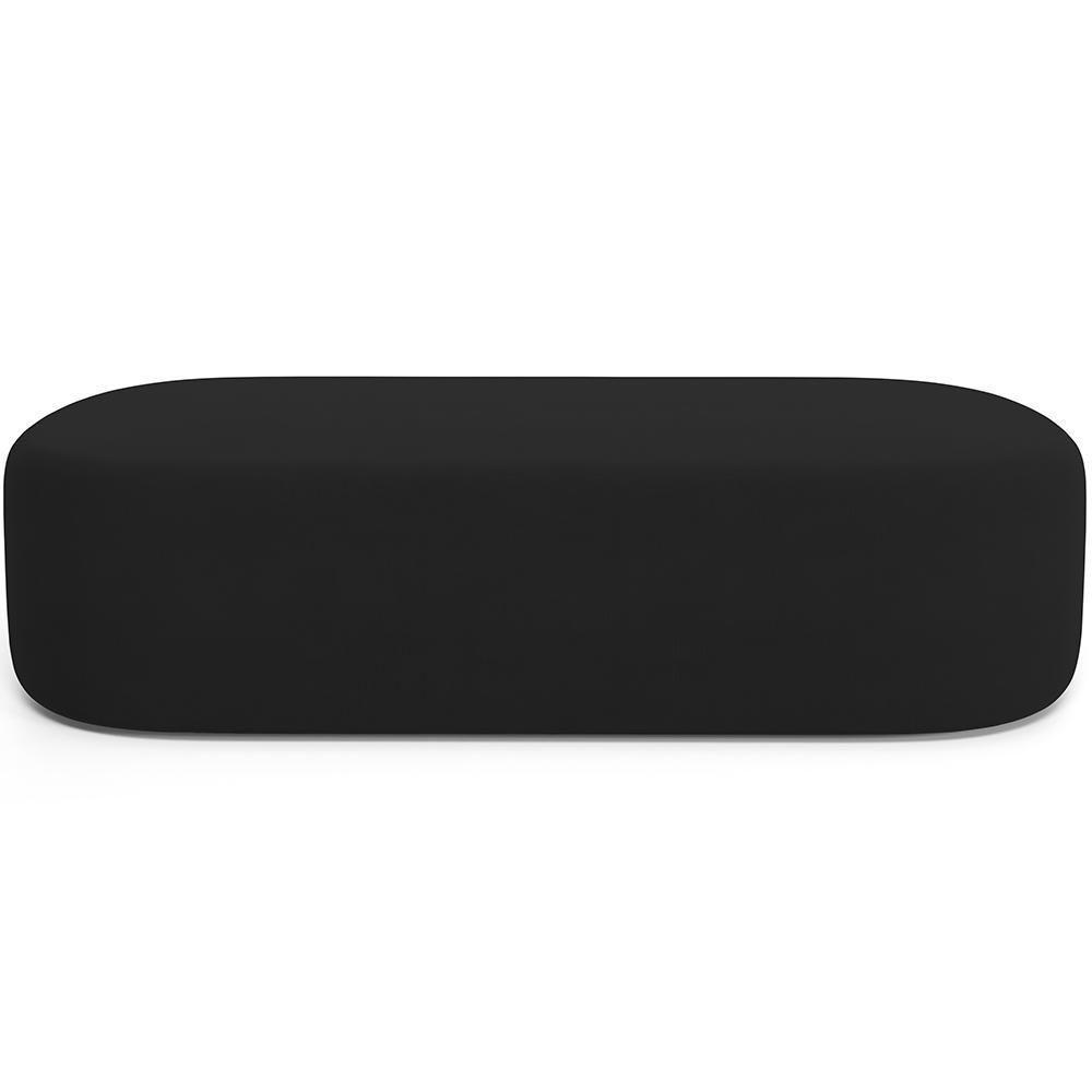 Cabeceira Cama Box Queen 160cm Lanna Com Puff Recamier Doha W01 Suede Preto - Lyam Decor - 7