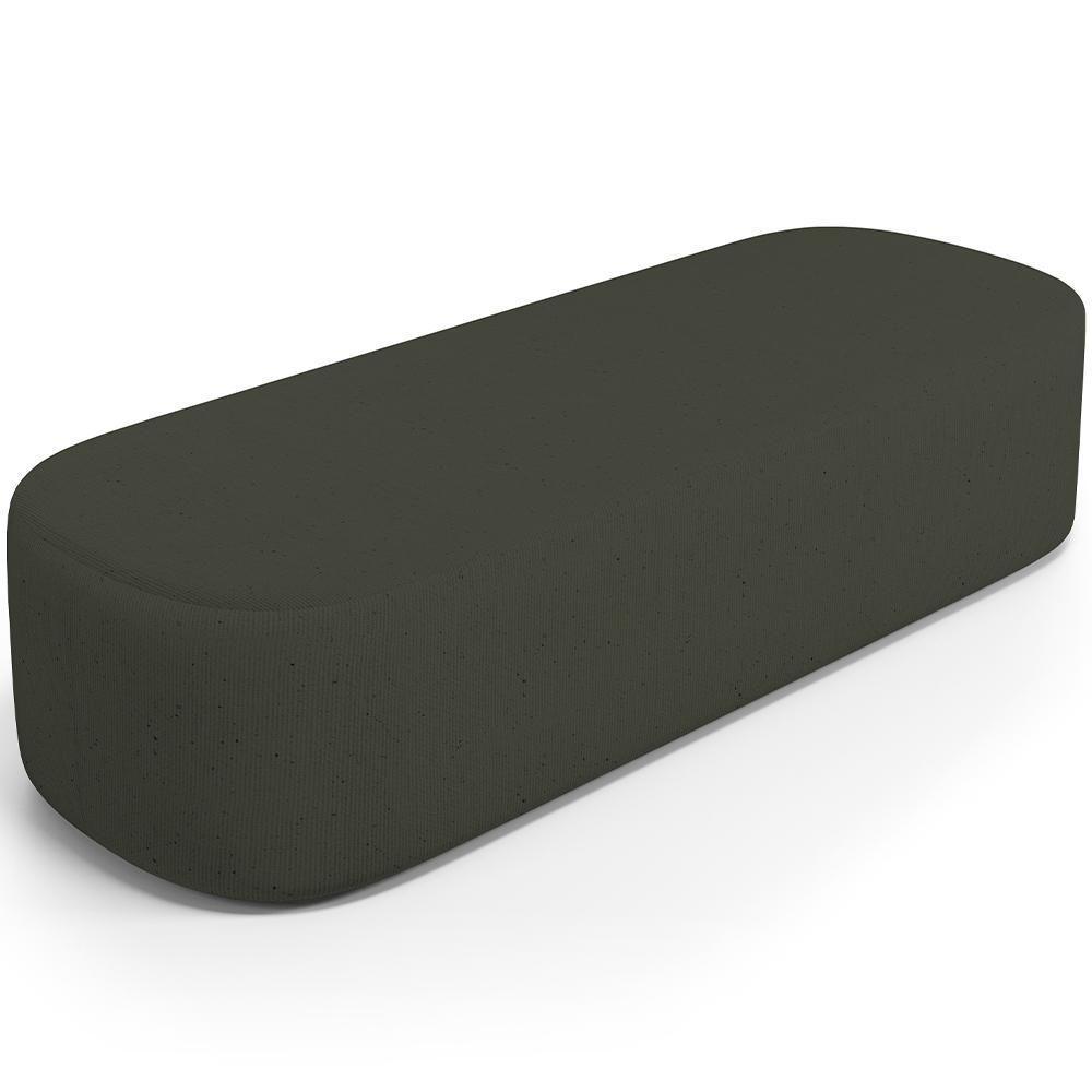 Cabeceira Cama Box King 195cm Lanna Com Puff Recamier Doha W01 Linho Verde Musgo - Lyam Decor - 5